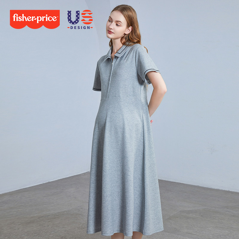 American Fisher Pregnant Women Dress Summer Plus Size Loose Polo Collar Tops Small Short Sleeve New Arrival Maternity — 2