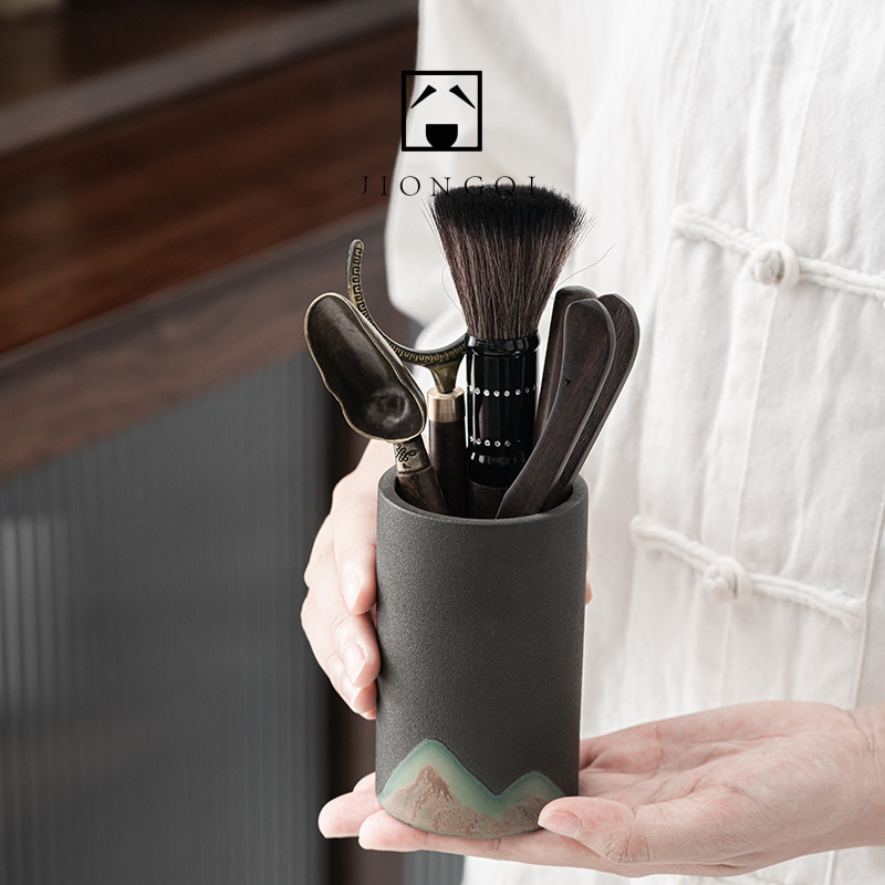 Embarrassment Kung Fu tea set accessories ebony solid wood tea ceremony six gentlemen set tea brewing tools tea clip spoon wild customization