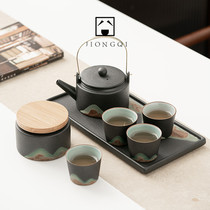 Japanese kung fu tea set ceramic household beam teapot drink a minimal gift box custom logo