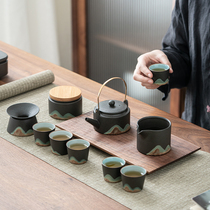 Kung fu tea set tea teapot household Japanese living room drink tea minimally complete ceramic tea ceramic tea ceramic tea ceramic
