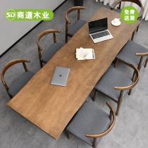 Solid wood desk Conference table Long table Nordic long table Large table workbench Office negotiation script killing table