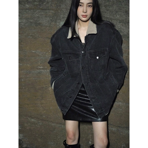 Джинсовая демисезонная ретро утепленная куртка, увеличенная толщина, в американском стиле