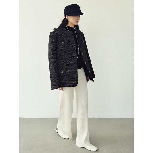 Шерстяные трикотажные демисезонные штаны для отдыха, высокая талия, свободный прямой крой