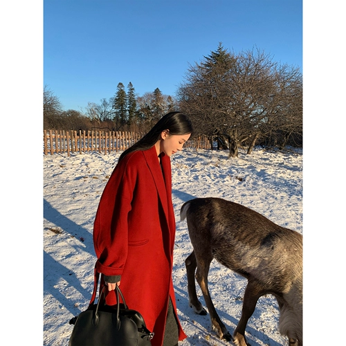 周淼 Шерстяное двусторонное шерстяное пальто, зимний банный халат