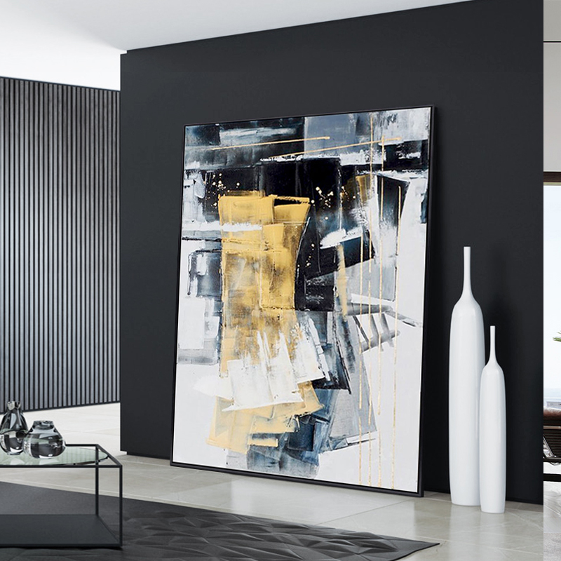 Genguan Oil Painting Living Room Hand-painted Abstract Modern Simple Nordic Hand Customised Creamity Light Lavish Dining Room Decoration Hanging Paintings