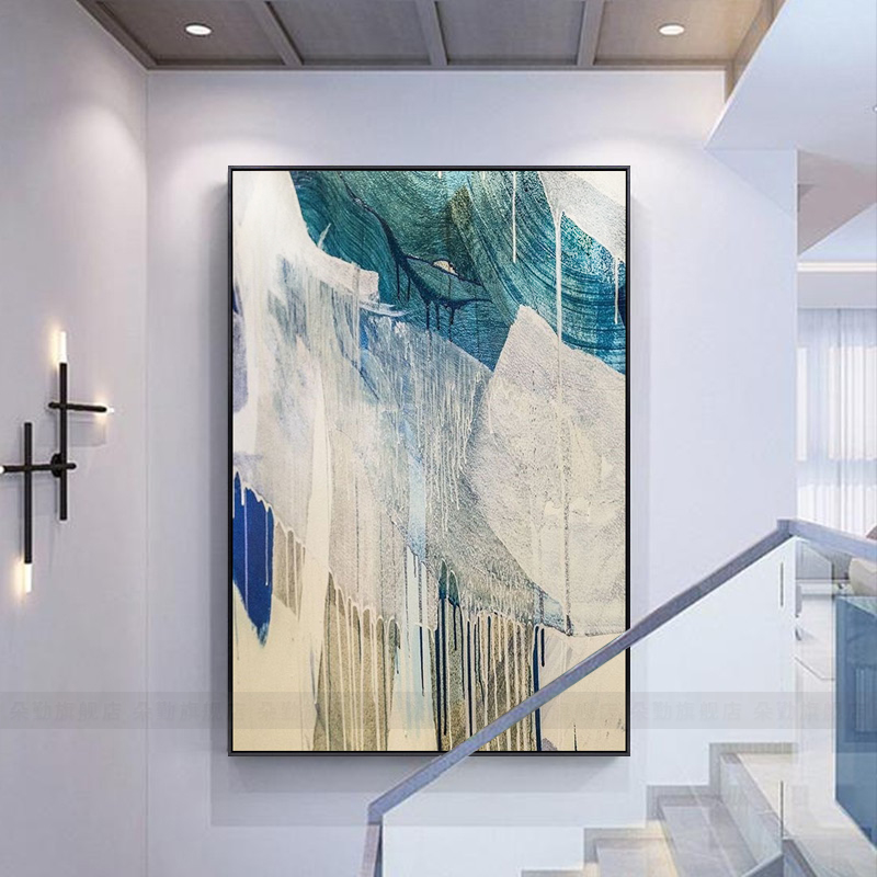 Living room abstract pure hand-painted oil painting Modern simple entrance entrance decorative painting Nordic aisle corridor vertical hanging painting