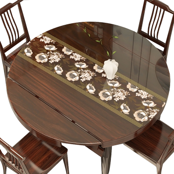 Chinese printed folding oval tablecloth transparent pvc soft glass large round dining table mat oil-proof crystal panel Chinese printed folding oval tablecloth transparent pvc soft glass large round dining table mat oil-proof crystal panel