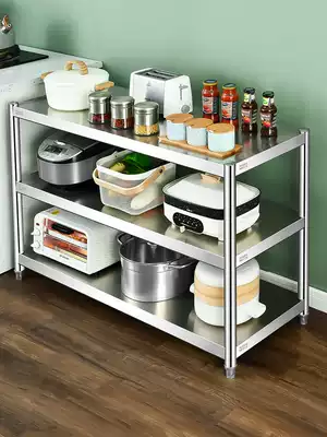 304 stainless steel kitchen shelf floor multi-layer storage layer rack household microwave oven oven rack pot rack 3 layers
