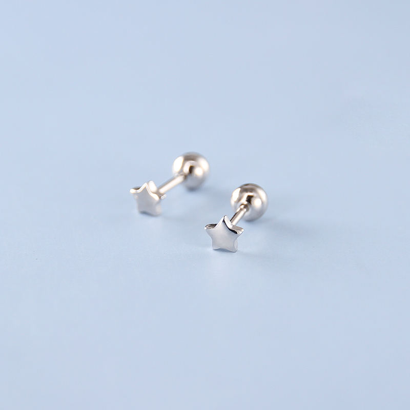 Screw ear needle female sterling silver sleeping free earrings five-pointed star ear bone nails small and exquisite all-match love