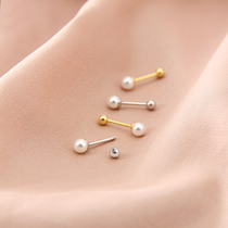 S925 pure silver pearl ear nail female screw with delicate and small lukewarm wind sleeping without picking up earrings to raise ears
