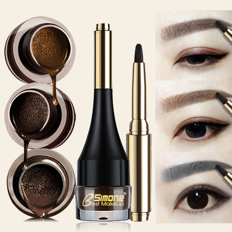 Star with the same Korean air cushion eyebrow cream waterproof anti-sweat natural long-lasting eyebrow powder does not take off makeup without dizzy seal with brush