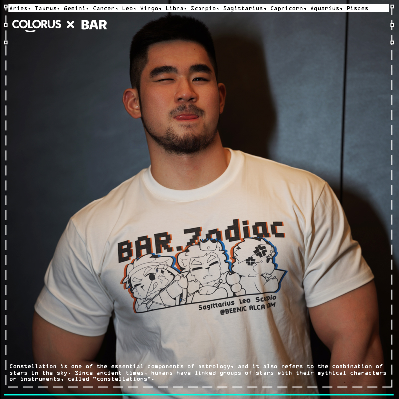 Bar.Zodiac Bennick Alcandron Orc Constellation Crew Neck Pure Cotton Drop Shoulder Loose Short Sleeve C Style