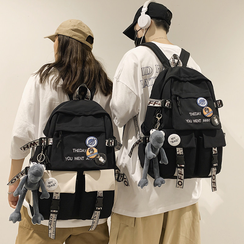 School Bag Men Junior High School Students Han Prints High School College Students Big Capacity Bags Women Fashion Trends Travel Computer Rear