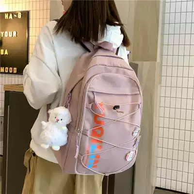 Korean ins school bag Female Korean version of Harajuku ulzzang high school college students backpack junior high school students large capacity backpack