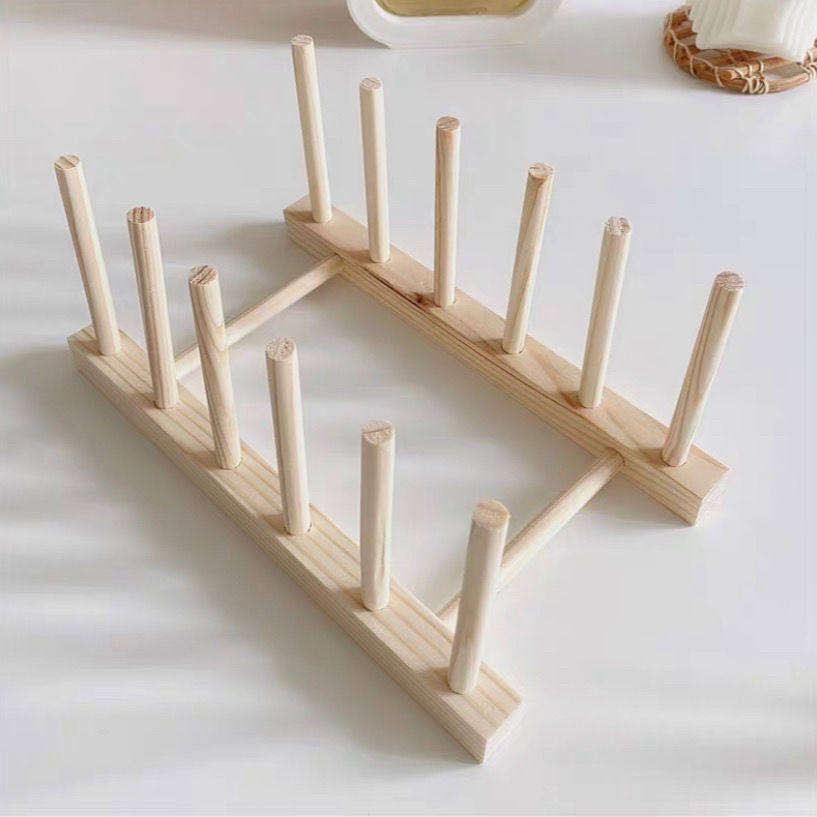 Wooden bowl rack storage drain multifunctional wooden rack drain rack tray Cup kitchen storage rack insulated dish rack