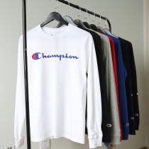 Champion Champion American version of cotton grass letter print chest arm loose mens and womens long sleeve T-shirt thin