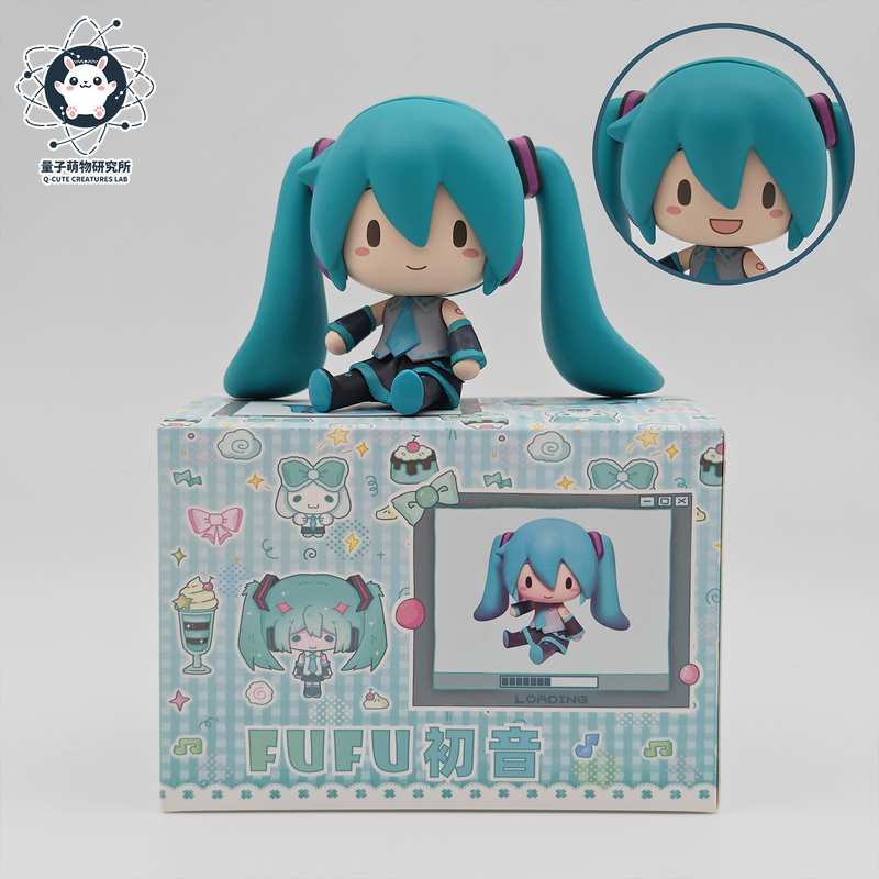 Hatsune Miku Interchangeable Face Dual-Expression Q-Version Fufu Sitting Posture Figure Cute Car Dashboard Ornament Collectible Gift