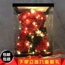 Eternal Flower Rose Bear Send Girlfriend Proposal Gift Box Tanabata Birthday Rose Bear