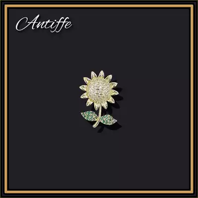 Sunflower anti-light buckle small brooch high-grade female cute corsage pin V-collar buckle Joker fixed clothes accessories