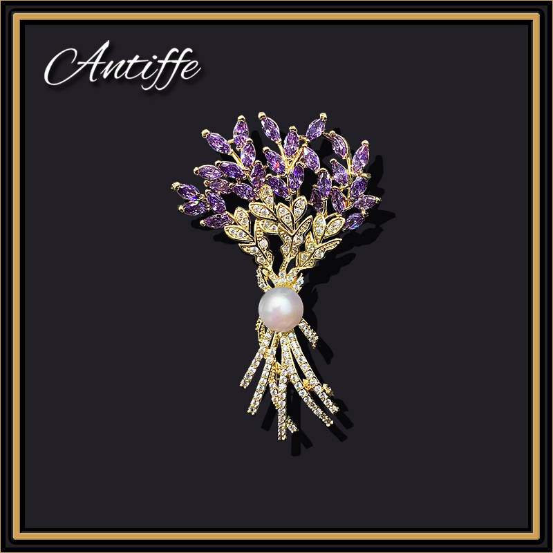 Xiaoxiangfeng European and American temperament high-end brooch female accessories wheat ear atmosphere luxury suit pin trend clothing decoration