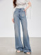 [Wang Yu Shan] Flared Jeans for Women, High-Waisted Wide-Leg Long Pants, Autumn and Winter Floor-Length Bell-Bottom Pants, Yun Shen 9301