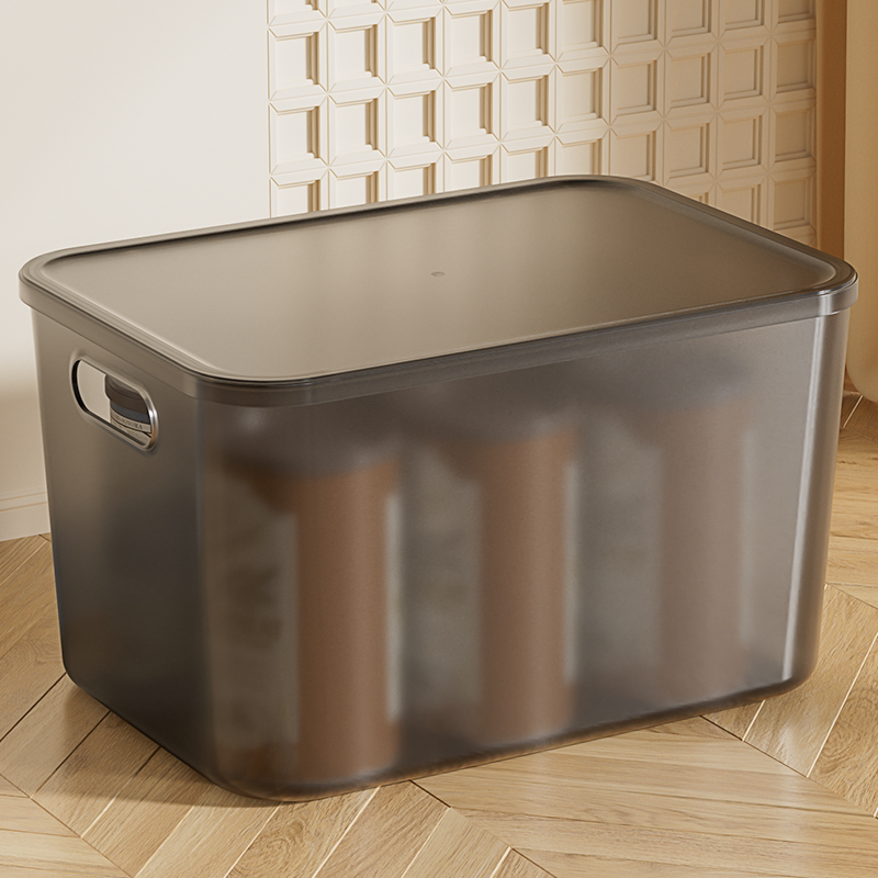 Desktop collection box, rectangular belt lid, kitchen and stationery plastics collection basket