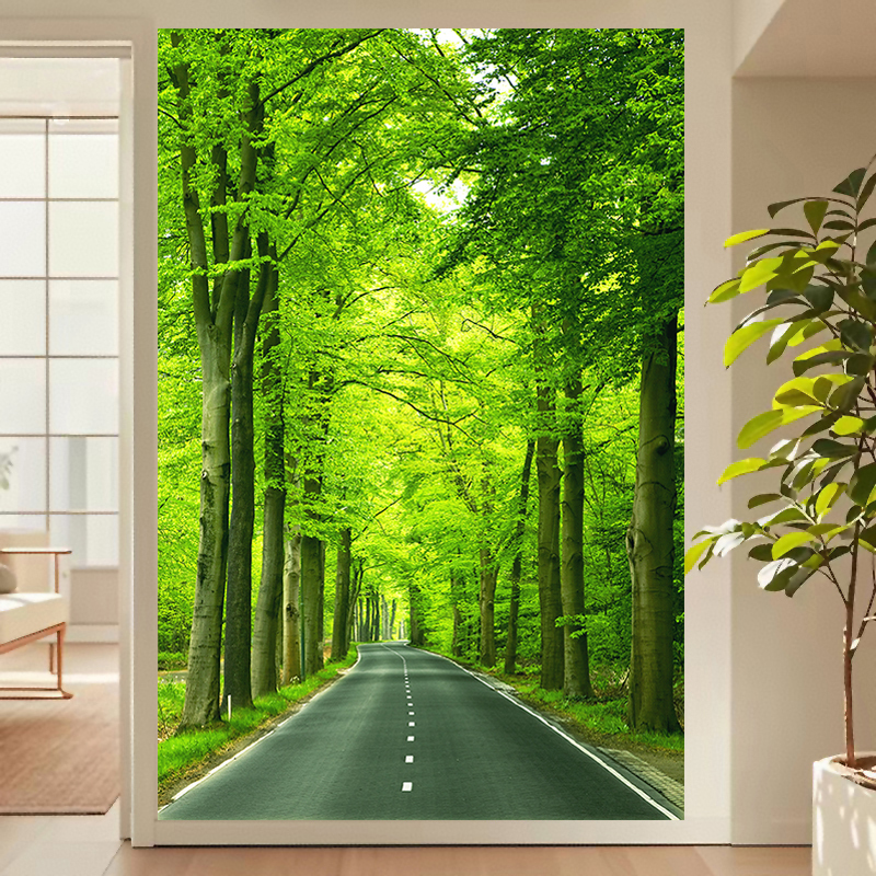 Green Tree Landscape Decorative Painting Forest Path Poster Wall Sticker Large Tree Path Sticker Mural Self-Adhesive Vertical Version Green Tree Landscape Decorative Painting Forest Path Poster Wall Sticker Large Tree Path Sticker Mural Self-Adhesive Vertical Version
