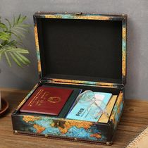 Treasure box storage box with lock password desktop student ins small cabinet cheap valuables wooden box