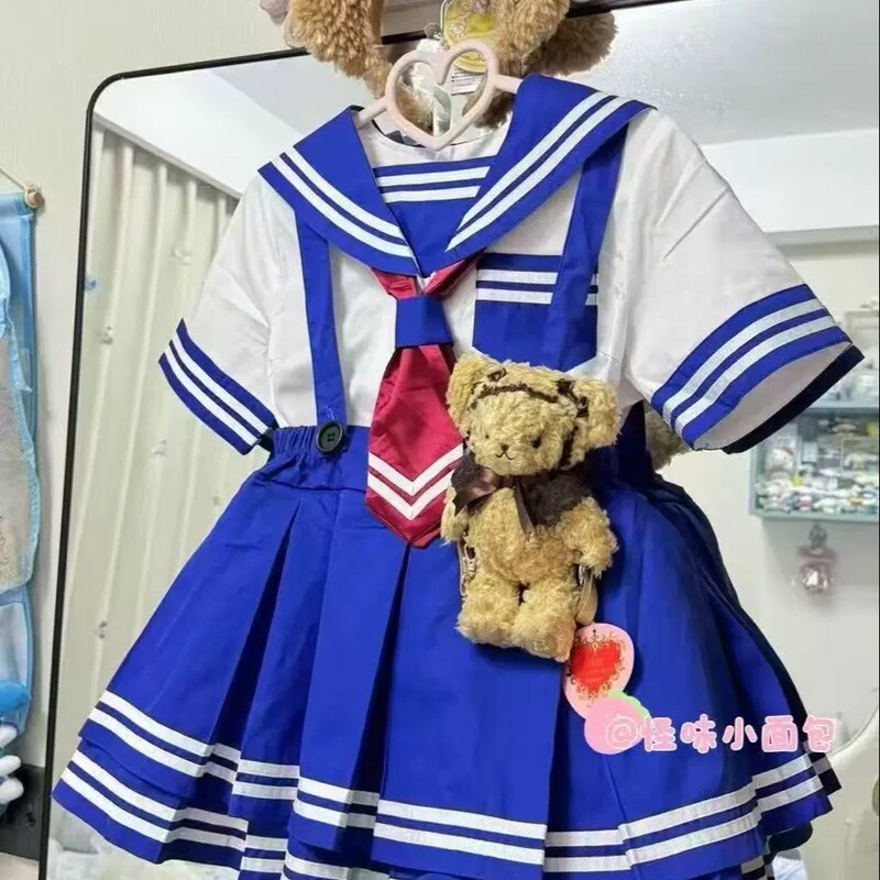 [in Stock] Quirky Bread-Shaped Jk Uniform Sailor Suit Suspender Skirt Dog Short Skirt