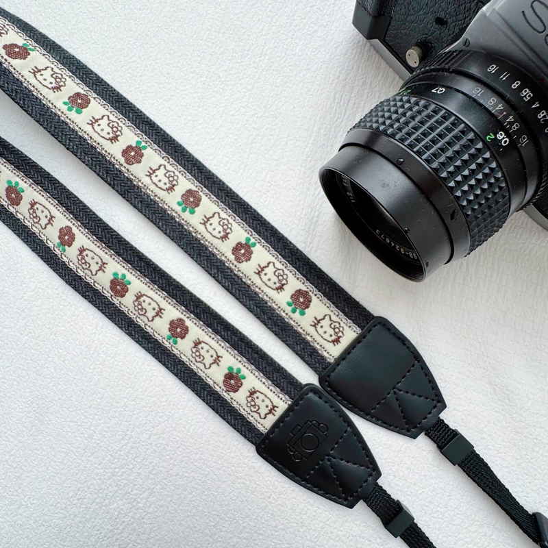 Exclusive Kitty Cat Camera Strap Suitable for Polaroid, Canon, and Sony Cameras, Hand-Sewn