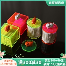 Empty meow meow] Net red ins wind Acrylic storage box with cover dustproof desktop cotton swab makeup cotton finishing box