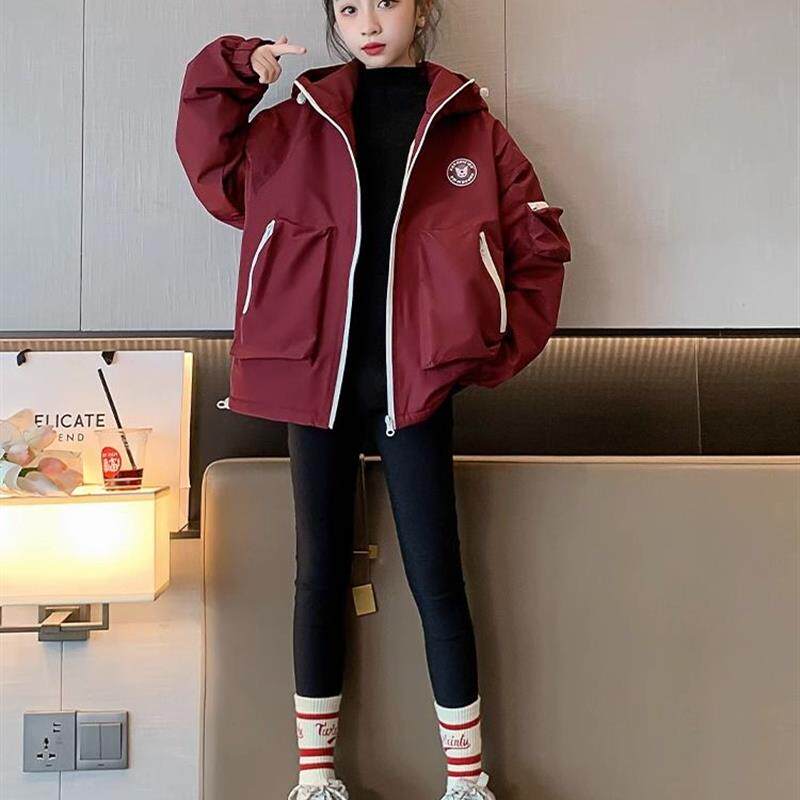 Girl Jacket Autumn Winter Paragraph 2023 New Ocean Gas Children Winter Clothing Plus Suede Thickening CUHK Girl Girl Submachine Clothes-Taobao