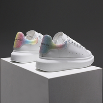 Summer womens shoes McQuampa small white shoes 2021 new inner heightened pine pastry thick bottom genuine leather 100 hitch casual board shoes