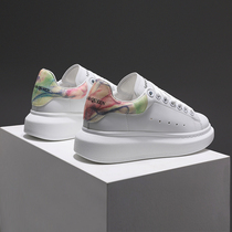 McQuampa small white shoes children Summer thin models 2021 new heightening of genuine leather pine pastry shoes thick bottom casual shoes 100 lap