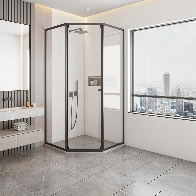 Wave Whale Bathroom Diamond Type Shower Room Partition Extremely Narrow Glass Ramen Type Dry Wet Separation Net Red Shower Room Bath