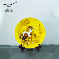 Sinocera Yongfengyuan 330mm cushion plate horse hand-painted gift plate Flat plate display plate ornament decoration opening gift