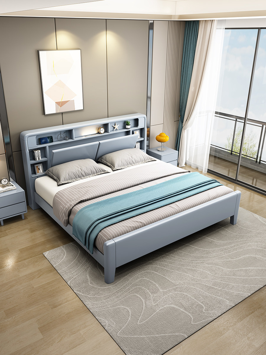 Nordic solid wood bed 1 8m master bedroom double bed 1 35m economical 1 5 home marriage bed modern simplicity