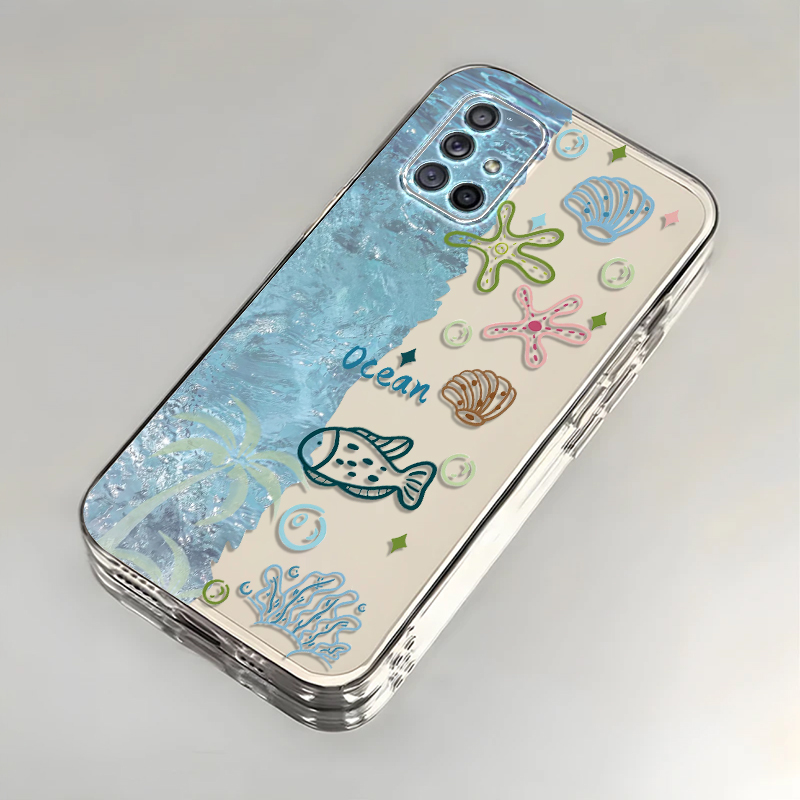 Suitable for Samsung A71 Phone Case 5g Version Galaxy A71 Protective A714G Cover Sm-A715F New Model Sma Galaxy 3-Star Samsung Soft Silicone Full-Cover Anti-Drop for Men and Women Summer Wave Design