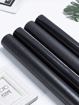 Frosted Pure Black Wall Paper Self-Adhesive Waterproof Damp Pvc Commercial Background Wall Sticker Wallpaper Refurbished Stickers Can Scrub