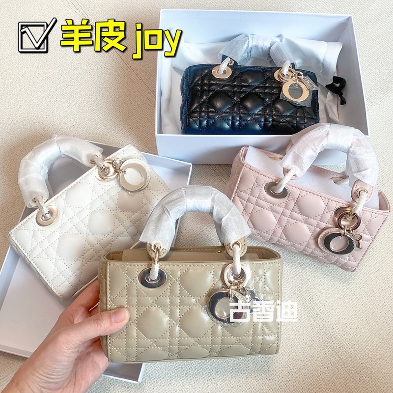 Joy Mini Small Horizontal Version Bowknot Sheepskin Matte Diamond Frosted Chain Crossbody Underarm Bag Lady Dior Bag for Women