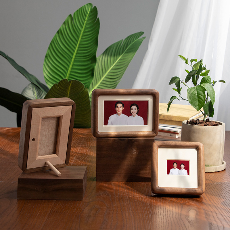 Creative Solid Wood Wedding Registration Photo Frame 4inch 6inch Id Photo Collection Box, Washed Photos Made into Photo Frames for Display