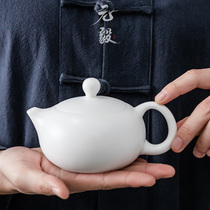 Dehua sheep fat jade white porcelain teapot Ceramic household tea pot with filter Large single Gongfu tea set single pot