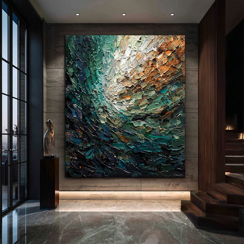 Green Gem Living Room Decorative Painting High-End Sofa Background Wall Painting Abstract Texture High-End Entrance Painting
