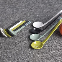 Long-handled spoon Japanese-style large soup spoon thickened ramen spicy hot turtle shell hook spoon hot pot restaurant buffet commercial blue and white)