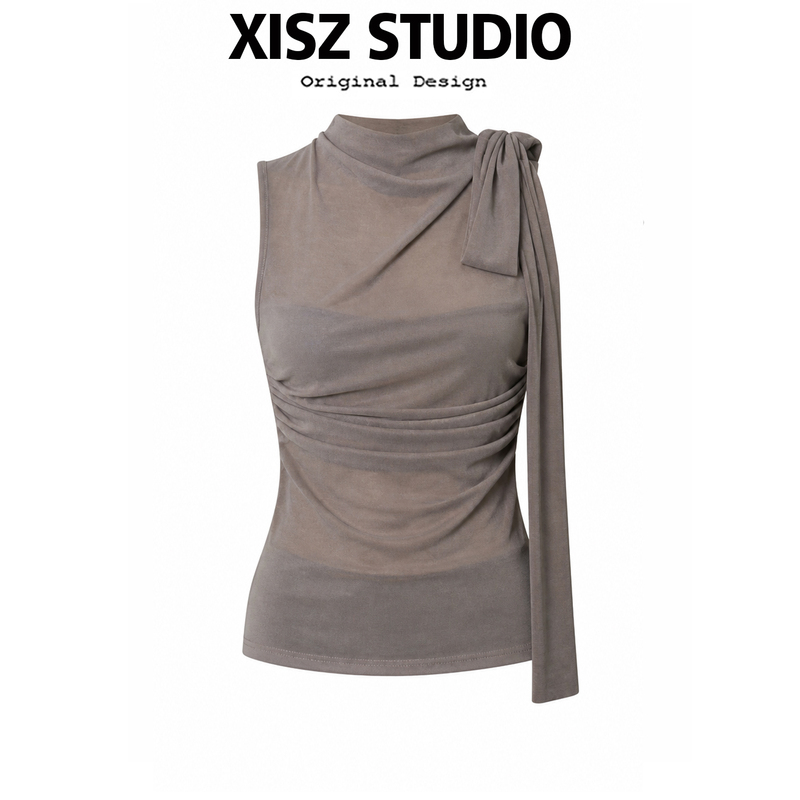 Retro High-End Strappy Sleeveless Vest for Women to Wear in Summer, Mesh Thin Style, Slim Fit, Versatile and Elegant Top Retro High-End Strappy Sleeveless Vest for Women to Wear in Summer, Mesh Thin Style, Slim Fit, Versatile and Elegant Top