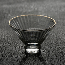 Creative glass tea cup Household heat-resistant drinking foam master cup Gold hammer pattern Japanese Kung Fu tea cup Tea bowl tea set