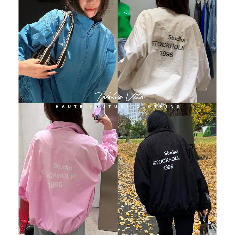 Twelve Vita Klein Blue! 26 Fall/Winter New Color 1996 Distressed Lettering Loose Stand Collar Jacket Coat Twelve Vita Klein Blue! 26 Fall/Winter New Color 1996 Distressed Lettering Loose Stand Collar Jacket Coat