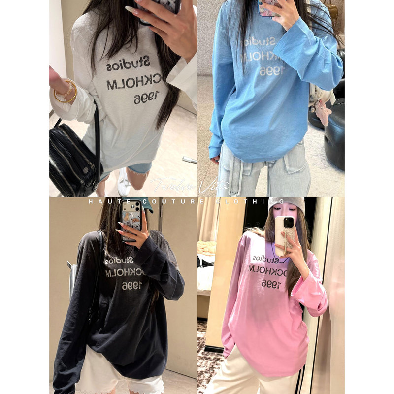 Twelve Vita New Color! 26 Autumn/Winter 1996 Printed Washed Vintage Round Neck Long Sleeve T-Shirt Top for Women