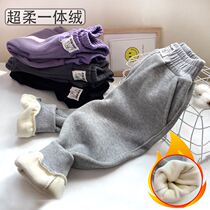 Mens Treasure Plus velvet pants one Velvet female treasure winter pants children loose cotton pants wear warm pants children Northeast