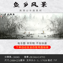 GH-182 High-definition landscape painting fish town scenery cornucopia of good luck is the original picture of flowing water and wealth